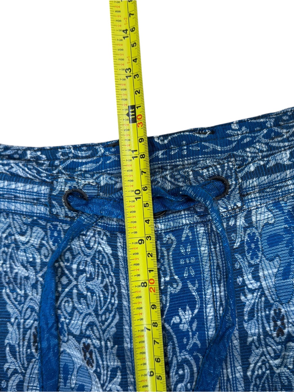 Free People Sz 6 Pants Dahlia Wide-Leg Blue jacquard Boho Hippie Retro Mod Fall - Picture 9 of 11